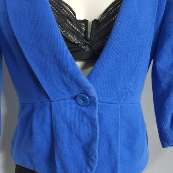 Aus S Zara Blue Cropped Blazer Peplum Jacket - Picture 11 of 16